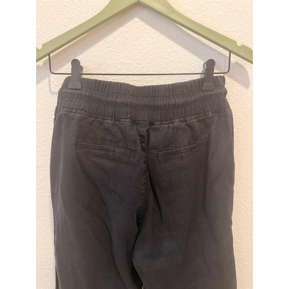 Quince Pants Womens Small Black Linen Cropped Wide Leg Drawstring Pull On - Picture 4 of 16
